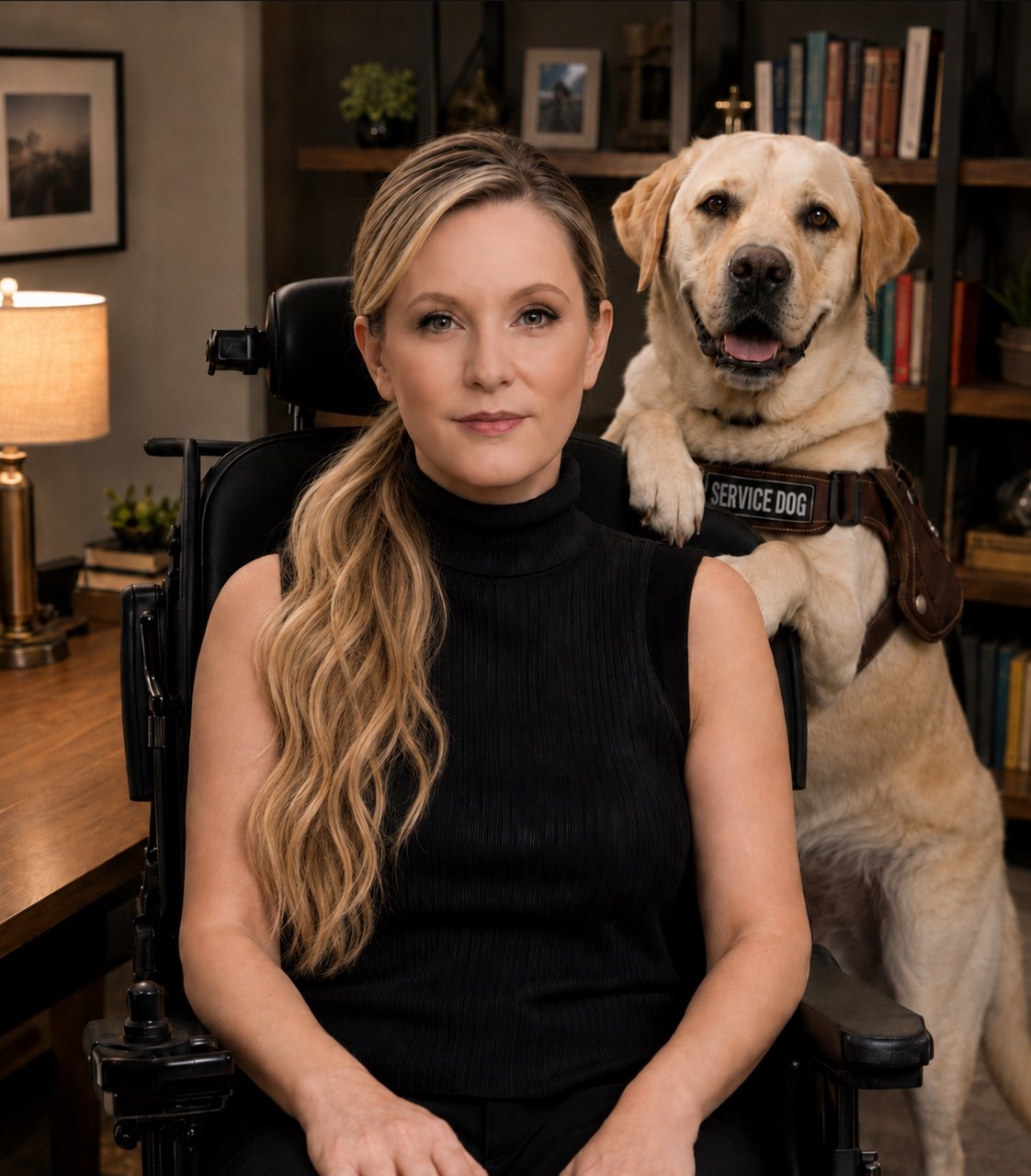 AmiLynne “Babs” Carroll, creator of LifeCharter, with her service dog